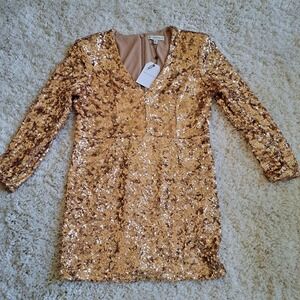 Dress The Population Women's Beige Sequined Bodycon Dress Mini Size XXL